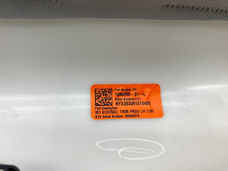 1086265 01 L ⭕ 2017-2023 Tesla Model 3 Driver Side Rail Siderail Trim Cover Left 1086265-01-L