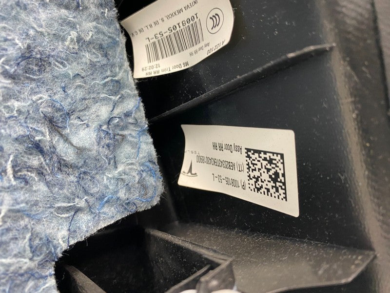 100810553L ⭕12-20 Model S Rear Passenger Side Door Panel Trim Card Cover Right 1008105-53-L