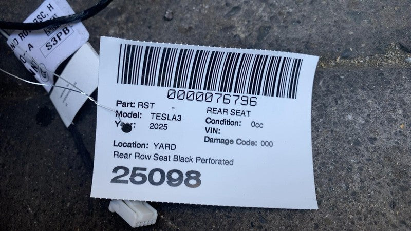 ⭕ 24-25 Model 3 Rear 2nd Row Black Leather Seat Upper + Lower Cushion Perforated
