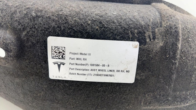 108158400B ⭕ 17-23 Tesla Model 3 Rear Right Wheel Fender Liner Splash Shield 1081584-00-B