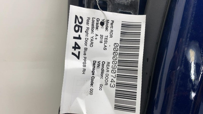 ⭕ 2016-2020 Tesla Model S Rear Passenger Right Door Shell Panel Blue -