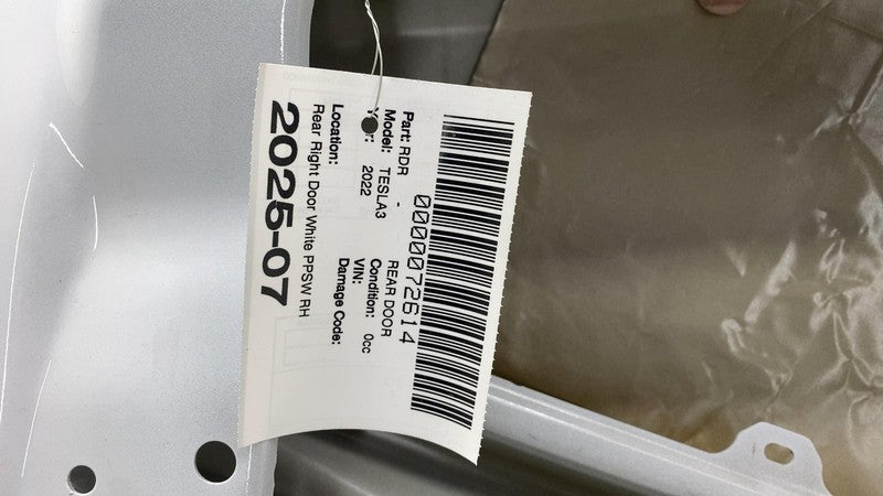 ⭕ 2021-2023 Tesla Model 3 Rear Passenger Side Door Shell Panel Right W
