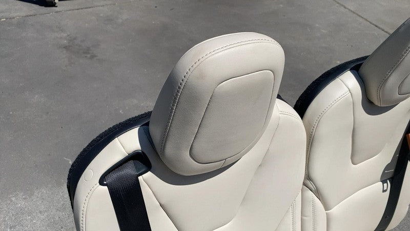 ⭕ 2016-2020 Tesla Model X Rear Left & Right 3rd Row Seat Leather White Assembly