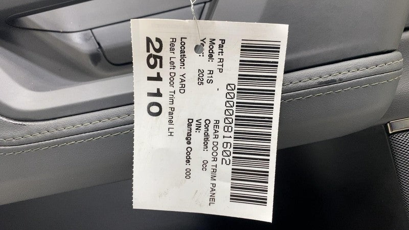 PT00001205 ⭕ 2022-2025 Rivian R1S Rear Driver Side Door Panel Trim Card Left LH PT00001205