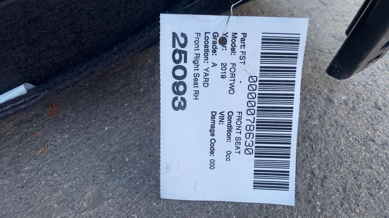 ⭕ 2019 Smart EQ Fortwo Front Passenger Side Seat Cushion Complete Blac