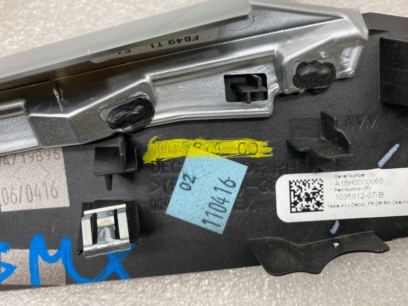 1035812 07 B ⭕ 16-20 Model X Front Passenger Side Door Decor Trim Obeche Right 1035812-07-B