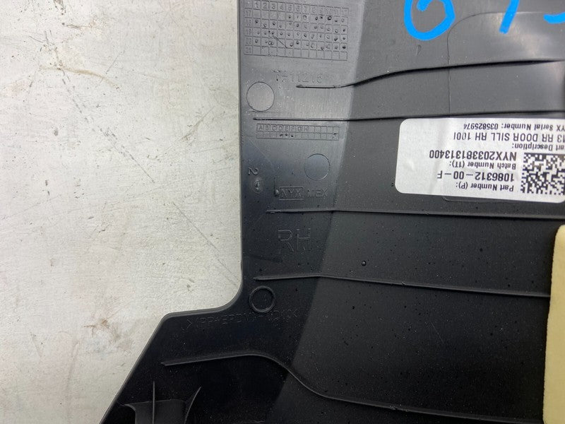 1086488 ⭕17-23 Tesla Model 3 Rear Passenger Side Door Sill Trim Panel Right 1086312-00-F