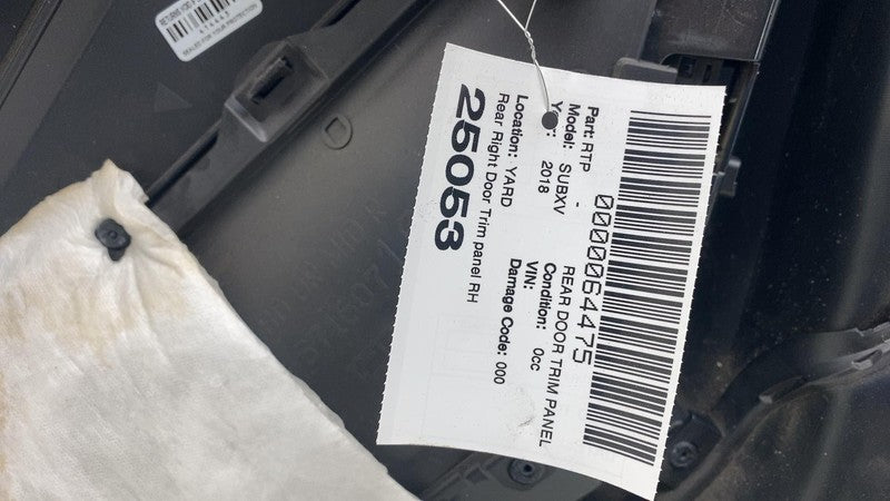 ⭕ 18-23 Subaru XV Crosstrek Rear Passenger Side Interior Door Trim Panel Right