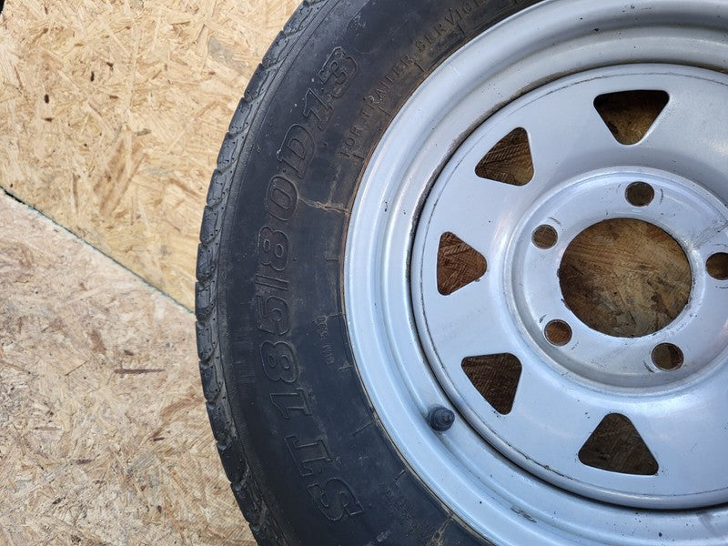 ⭕ Radial Trailer 13" Wheel Rim 13x4.5 w/ Tire ST185/80 H188ST 8-Spoke White x2