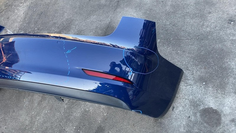 2017-2022 Tesla Model 3 M3 Rear Bumper Fascia Cover w/ Sensor Holes Blue - PPSB