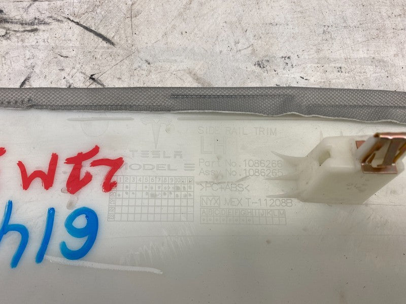 1086265 01 L ⭕ 2017-2023 Tesla Model 3 Driver Side Rail Siderail Trim Cover Left 1086265-01-L