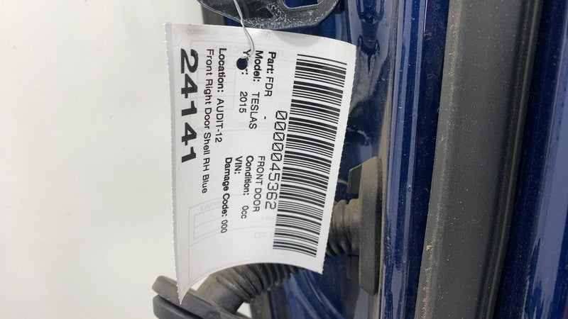 2012-2015 Tesla Model S Front Passenger Side Door Shell Panel Right RH Blue PPSB
