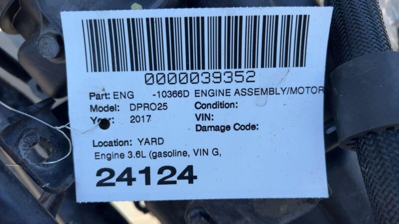 P68158339AD ⭕ 2014-2019 Ram ProMaster 1500 2500 3500 Engine 3.6L 8th VIN = G (Notes)