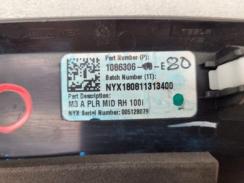 108630600E ⭕ 2017-2023 Tesla Model 3 Passenger Right Mid A-Pillar Trim Cover 1086306-00-E