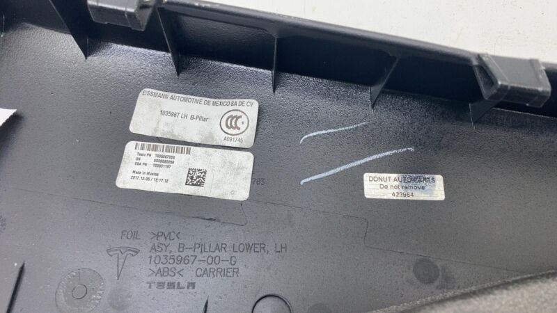 2016-2020 Tesla Model X MX Driver Side B-Pillar Lower Trim and Air Duct Left OEM