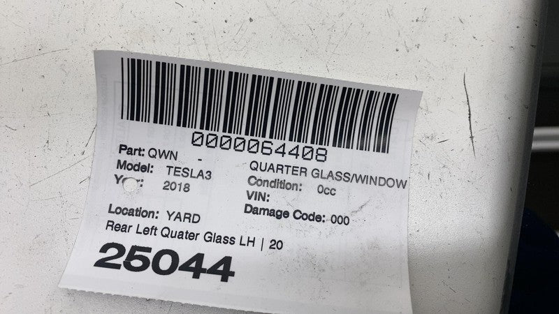 108070300G ⭕ 2017-2020 Tesla Model 3 Rear Left Quarter Fixed Window Glass LH 1080703-00-G