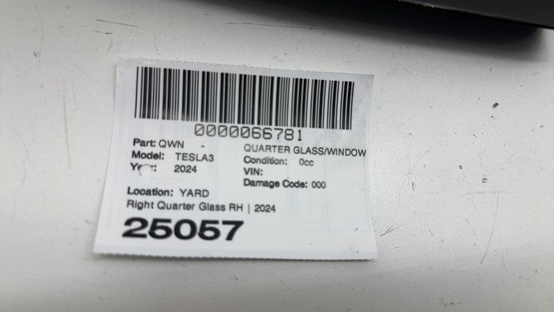 151497900C ⭕24-25 Model 3 Rear Passenger Side Quarter Fixed Window Glass Right 1915484-01-C