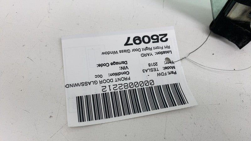 ⭕2017-2020 Tesla Model 3 Front Passenger Door Window Single Panel Glas