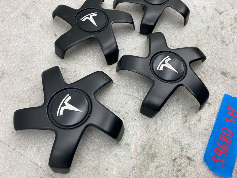 1044234 B ⭕ 17-23 Tesla Model 3 Wheel Center Machined Hub Cap Cover Black 1044234-00-B x4