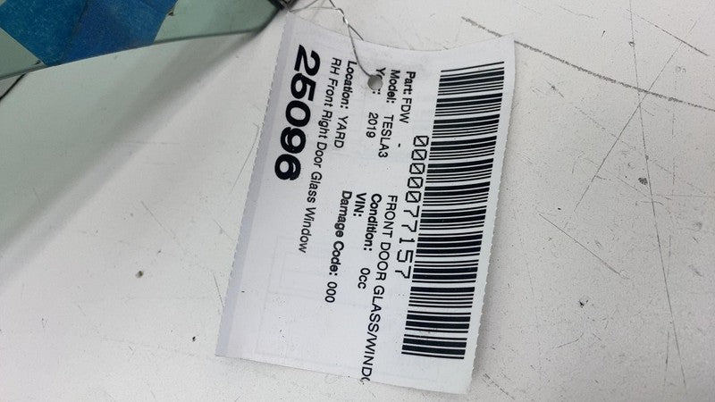 ⭕ 17-20 Tesla Model 3 Front Passenger Door Window Glass Right RH (Sing