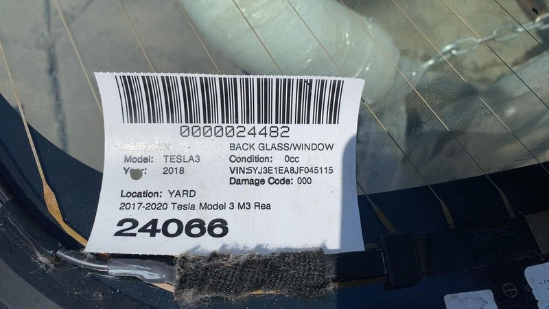 ⭕ 2017-2020 Tesla Model 3 Rear Trunk Panoramic Backlite Roof Glass Bac