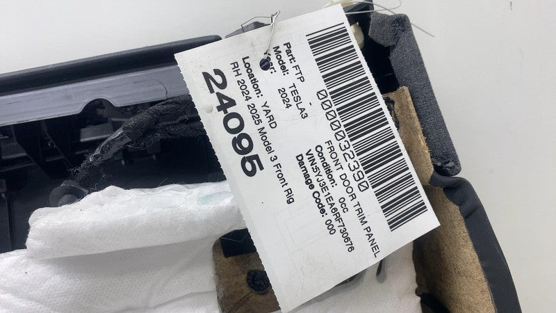 ⭕ 2024 2025 Tesla Model 3 Front Passenger Highland Door Panel Trim Card Right