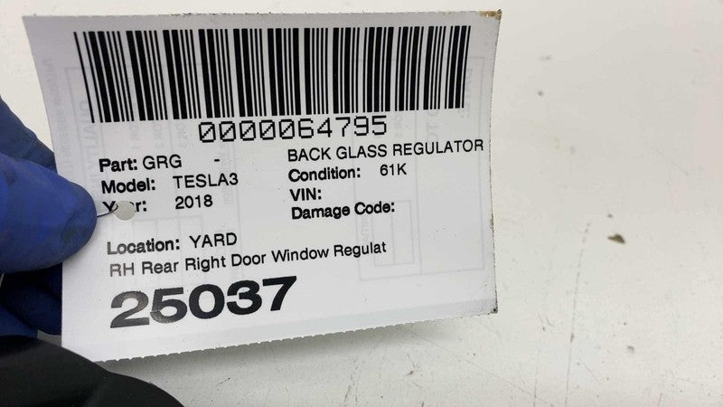 1096623-00-H ⭕ 2017-2023 Tesla Model 3 Rear Right Door Window Regulator & Motor 1096623-00-H