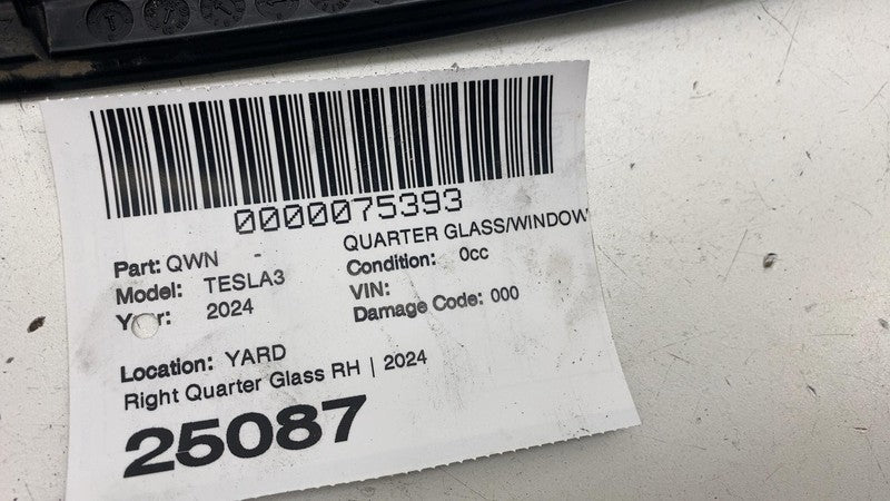 1514979-00 ⭕ 24-25 Model 3 Rear Passenger Side Quarter Fixed Window Glass Right 1514979-00