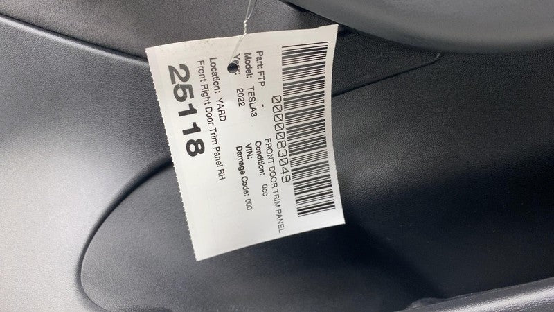 1593863-00-A ⭕ 2021-2023 Tesla Model 3 Front Right Interior Door Panel Trim Card 1593863-00-A