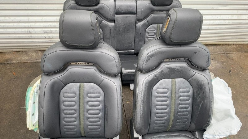 ⭕ 2022-2024 Rivian R1T Front Left & Right + Rear 2nd Row Leather Seat Black Assy