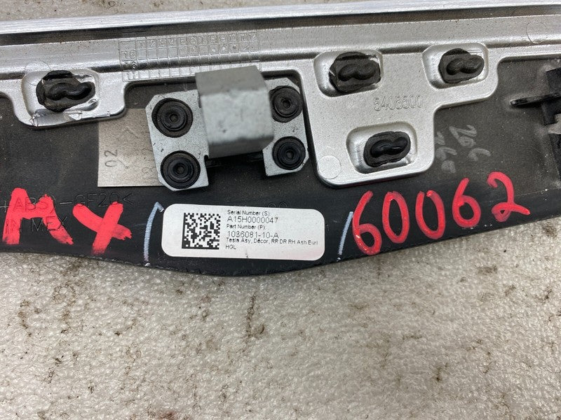103608110A ⭕ 16-20 Model X Rear Right Door Trim Mold Card Molding Obeche Pore 1036081-10-A