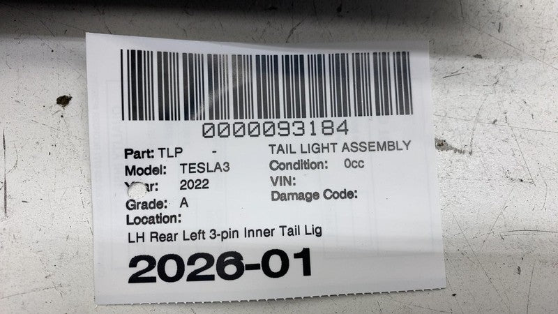 ⭕ 17-23 Model 3 Rear Left Inner Taillight LED Tail Lamp (3-Pin) LH 107