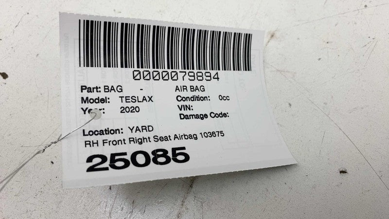 ⭕ 16-20 Tesla Model S X Rear Passenger 2nd Row Seat Airbag Right RH 10