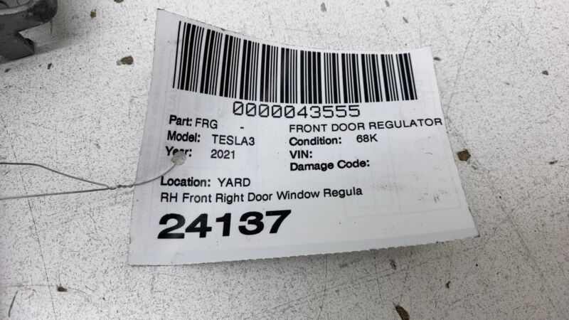 2017-2023 Tesla Model 3 Front Passenger Side Door Window Regulator & Motor Right