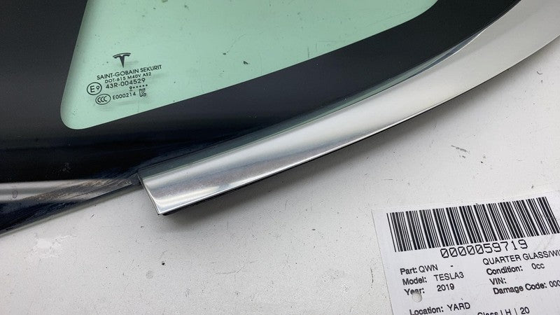 1080703-00 ⭕ 2017-2020 Tesla Model 3 Rear Left Quarter Fixed Window Glass LH OEM 1080703-00