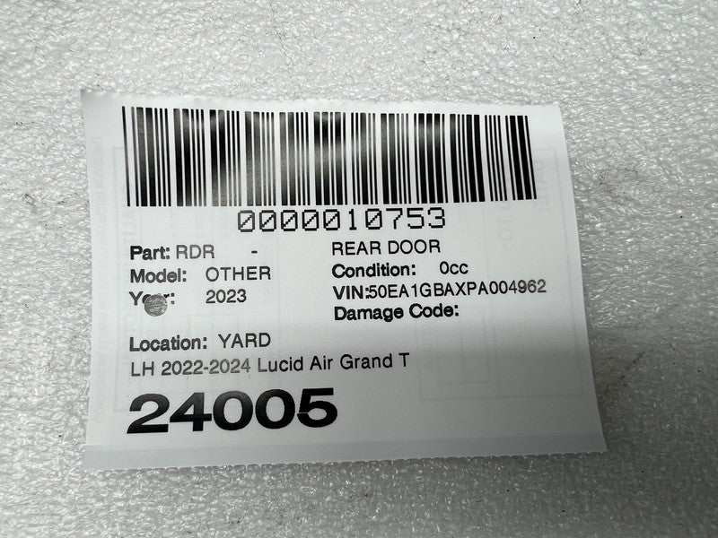 ⭕ 2022-2024 Lucid Air Grand Touring Rear Driver Side Door Shell Panel