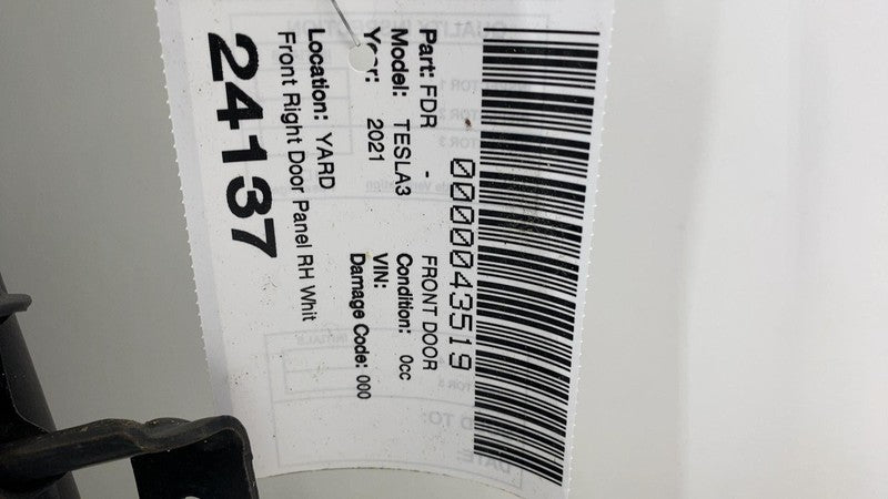 1081420-E0-C ⭕ 2017-2020 Tesla Model 3 Front Passenger Door Shell Panel Right RH White - PPSW
