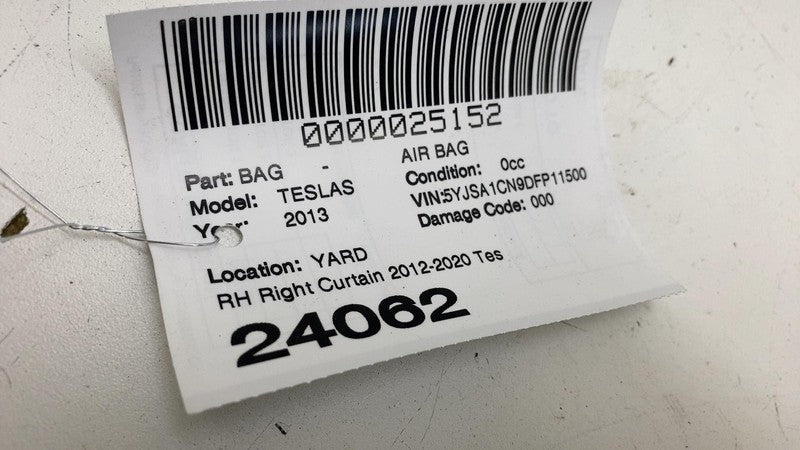 ⭕ 2012-2020 Tesla Model S Passenger Side Roof Curtain Airbag Right 100