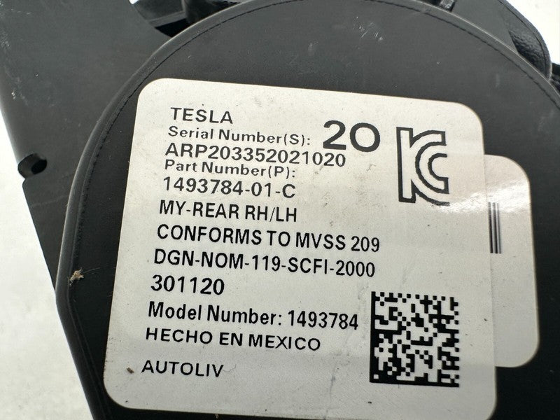 1493784 01 C ⭕ 20-23 Tesla Model Y 2nd Row Left or Right Seat Belt & Retractor 1493784-01-C