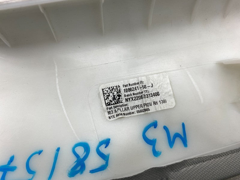 ⭕ 17-23 Tesla Model 3 M3 Front Right Side A-Pillar Upper Trim Cover 10