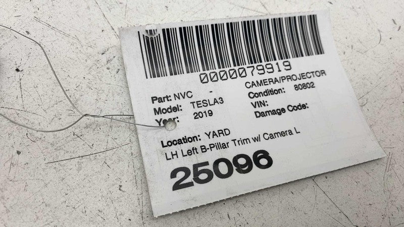 110043700D ⭕ 17-23 Model 3 Left B-Pillar Applique Glass Trim Molding w/ Camera 1100437-00-D