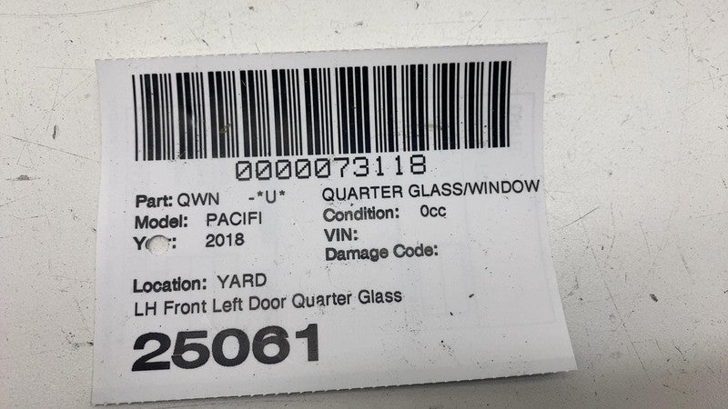 68227745AE ⭕ 17-25 Chrysler Pacifica Front Left Fixed Vent Quarter Window Glass 68227745AE