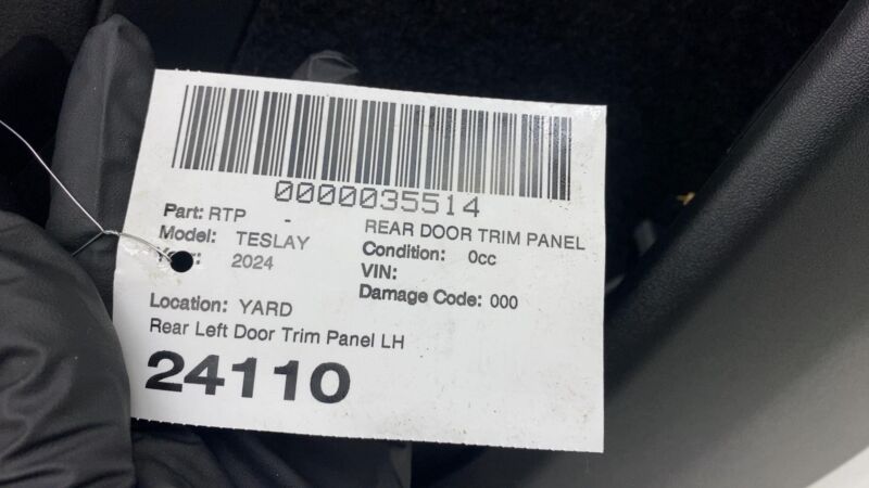 1997296-00-B 2020-2024 Tesla Model Y Rear Driver Door Panel Trim Card Black Left Assembly OEM