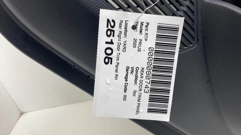 ⭕ 2023-2024 Toyota Prius Rear Passenger Side Door Panel Trim Card Righ