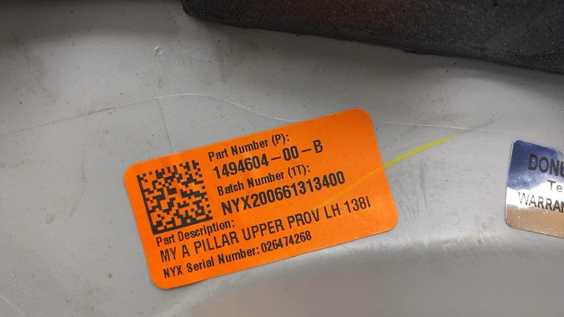 149460400B ⭕2020-2023 Tesla Model Y Front Left A-Pillar Upper Trim Cover Panel 1494604-00-B