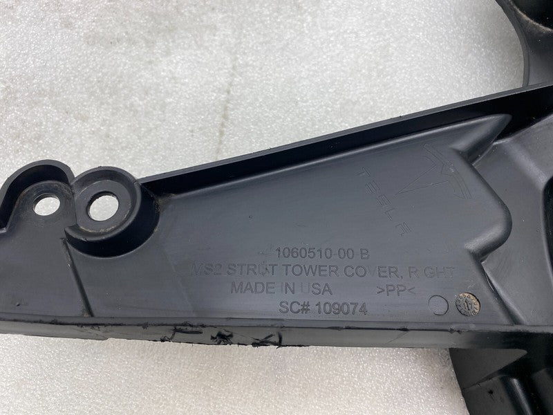 106051000B ⭕ 16-20 Tesla Model S Front Right Underhood Shock Tower Cover Trim 1060510-00-B