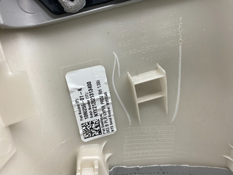 1086255-01-K ⭕ 2017-2023 Tesla Model 3 Passenger B-Pillar Trim Cover Upper Right 1086255-01-K