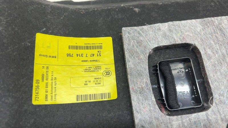 51477314756 ⭕ 14-21 BMW i3 I01 Rear Right Lower Quarter Trunk Cover Trim Panel 51477314756