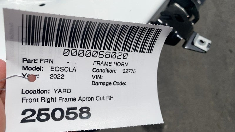 ⭕ 22-24 Mercedes-Benz EQS 450+ Front Right Fender Rail Frame Horn Apron Cut RH