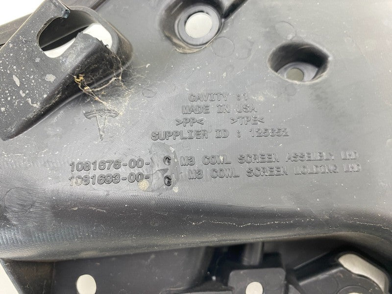 108167600G ⭕ 17-23 Model 3 Front Windshield Wiper Cowl Screen Underhood Trim 1081676-00-G